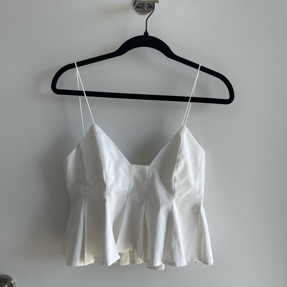 Zara White Peplum Cami Top